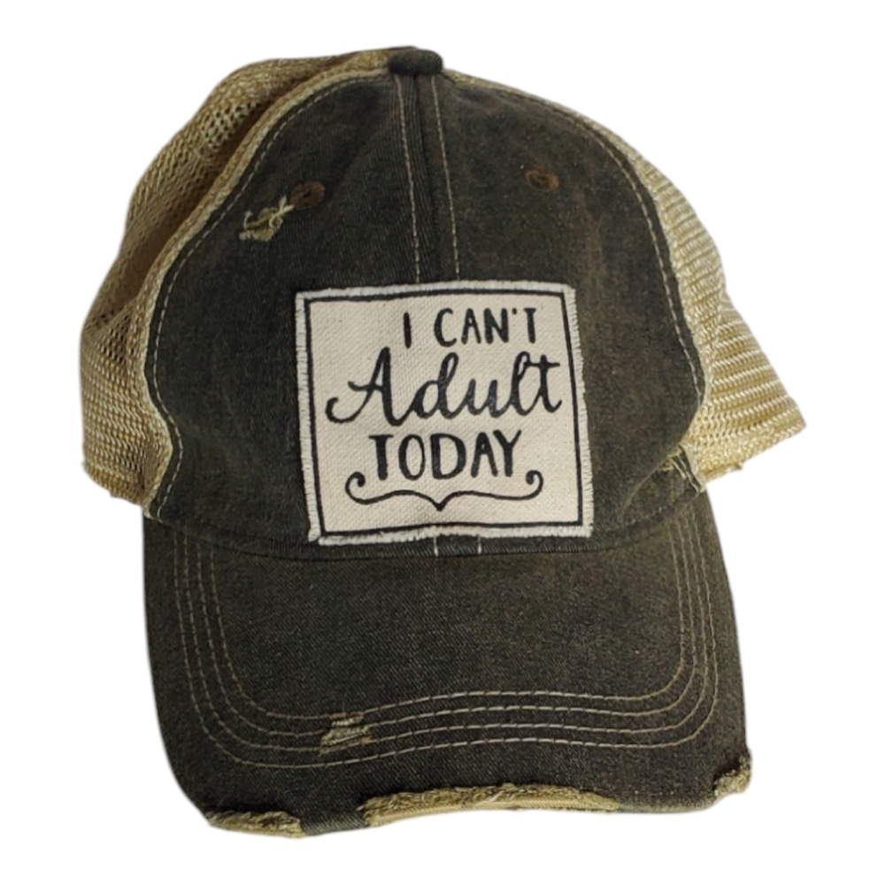 I Can’t Adult Today Vintage-Style Distressed Women’s Trucker Hat Cap Mes…